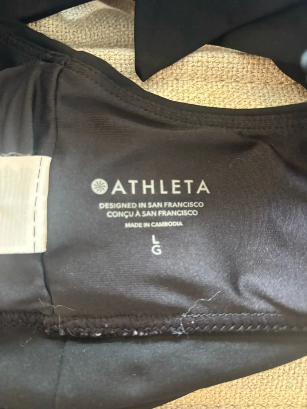 Athleta Black V-Neck Twist-Back Bikini Top D/L 066 - Picture 3 of 4